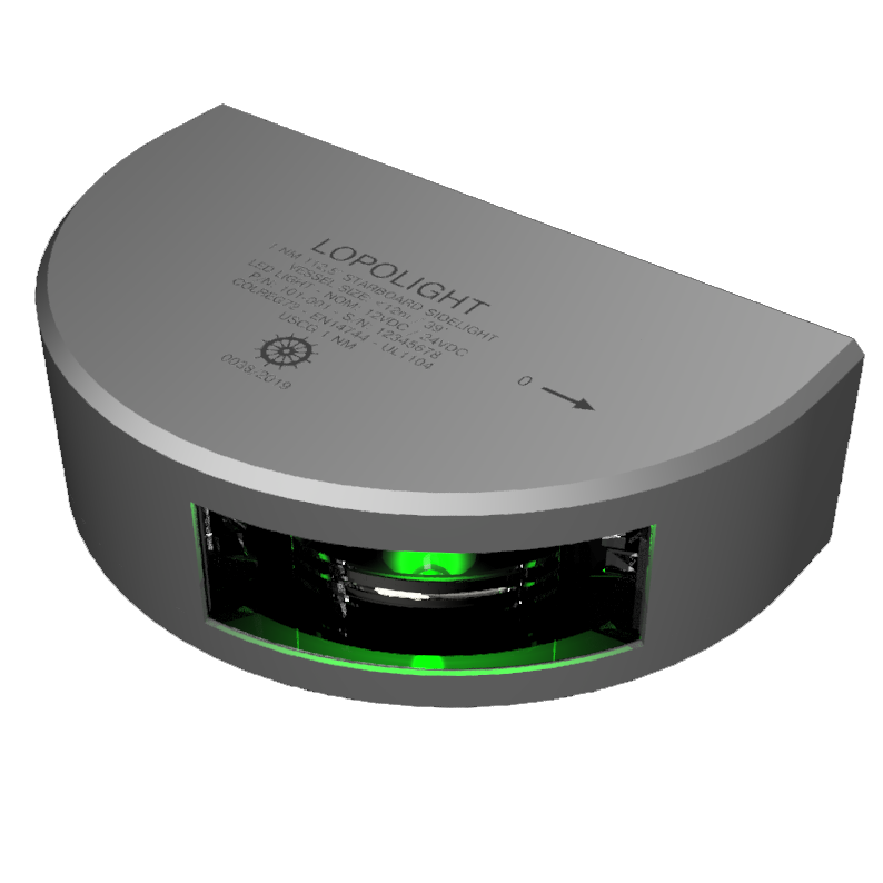 1nm 112,5° Green, starboard, silver anodized